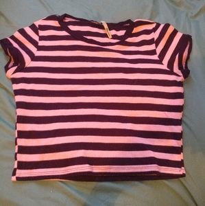 Navy and White striped crop top
